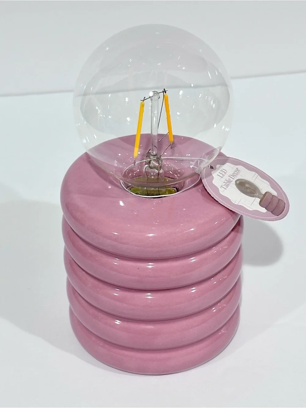 Ceramic LED Table Decor Light w/ Globe Bulb